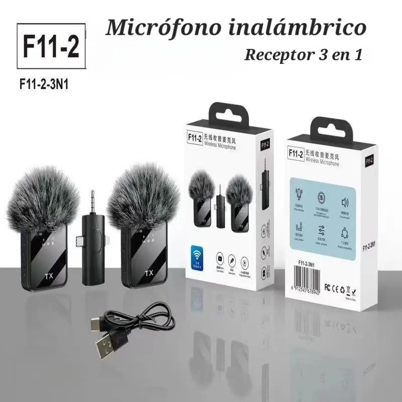 MICROFONO INALAMBRICO WIRELESS F-11 3 EN 1