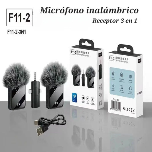 MICROFONO INALAMBRICO WIRELESS F-11 3 EN 1